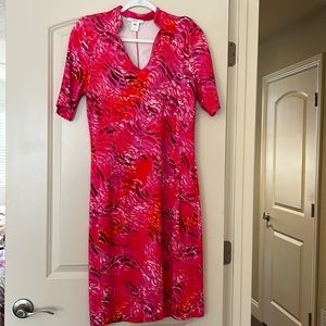 Bright red and pink Leggiadro dress.